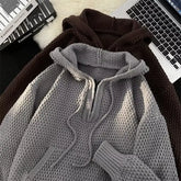 Threebooy Hip hop trend men and women personality hooded knit shirt American couple autumn and winter loose fitting Harajuku casual top