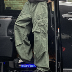 Threebooy Autumn Big Pocket Men's Cargo Pants Japanese Y2k Harajuku Loose Straight Wide Leg Trousers Baggy Pants Man Hip Hop Sweatpants