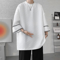Threebooy Men's Fashion Trend Loose Sleeve T-shirt Round Neck White/black Color High-quality Tshirts Casual Popular T Shirts S-2XL