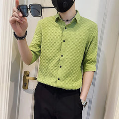 Threebooy Men's Business Casual Shirts/Male Spring Slim Fit Long Sleeve Shirts/Man High-End Clothing Tops Plus Size S-3XL