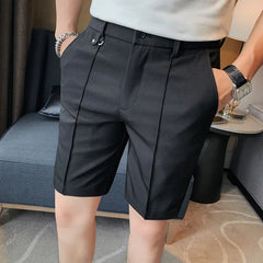 Threebooy New Five-point Pants Men's Summer Trend Casual 5 Points Mid Pants Wild Youth Loose White Suit Shorts Bermuda Masculina