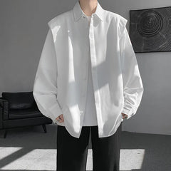 Threebooy Sleek Drape Shirt Innovative Faux Two-Piece Design Modern Layered Look Stylish Comfortable Fabric Trendy Chic New Fashion Forwar