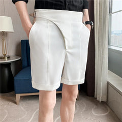 Threebooy Men Summer Shorts Korean Fashion Business Shorts Casual Chino Shorts Office Trousers Cool Breathable Summer Clothing S-3XL