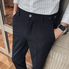 Threebooy Brand Clothing Fashion Male Spring High Quality Cotton Business Suit Trousers/Men's Pure Color Leisure Suit Pants 28-34