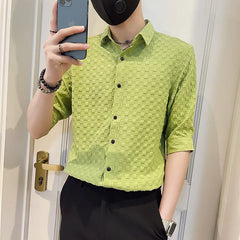 Threebooy Men's Business Casual Shirts/Male Spring Slim Fit Long Sleeve Shirts/Man High-End Clothing Tops Plus Size S-3XL
