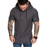 Threebooy New Mens Hoodies Sweatshirts Short Sleeve Men Hoodies Sweatshirt Casual Solid Color White Man Hoody for Male Hooded