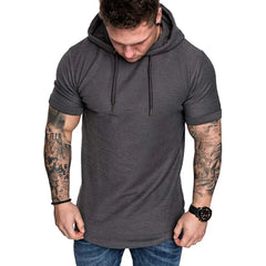 Threebooy New Mens Hoodies Sweatshirts Short Sleeve Men Hoodies Sweatshirt Casual Solid Color White Man Hoody for Male Hooded