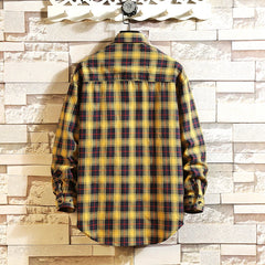 Threebooy Spring Men's Flannel Cotton Long Sleeve Plaid Shirt High Quality Button Down Casual Shirt For Men Slim Fit Fashion All-match