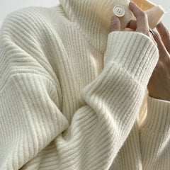 Threebooy Y2K Winter Thick High Neck Sweater Men with Loose Temperament Base Wool Knitted Cardigan