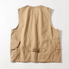 Threebooy Japanese Multi-pocket Work Vest Women's Middle-sex Fashion Trendy Loose Short Jacket Couple Versatile Retro Top Men Aesthetic