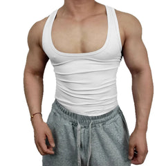 Threebooy Men's Sporty Low Cut round Neck Sleeveless Vest for Training Running Cycling Summer Trendy Fashion Solid Color Polyester Fiber