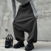Threebooy Men Pants Solid Color Elastic Waist Joggers Loose Trousers Men Streetwear Fashion Casual Male Drop-crotch Pants S-5XL