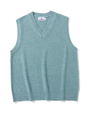 Threebooy Vintage Sweater Vest Men's Knitted Sleeveless Men Grandpa Sweaters and Jumpers Retro V-neck Pullover Blue Streetwear