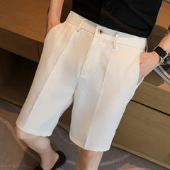 Threebooy Men Summer High Quality Casual Business Shorts Male Slim Fit Fashion Waffle Pattern Shorts/ Breathe Cool Comfort Short 29-38