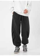 Threebooy Double Pleated Polar Fleece Casual Sweatpants Autumn Winter New Warm and Drapey Loose Leggings Long Pants