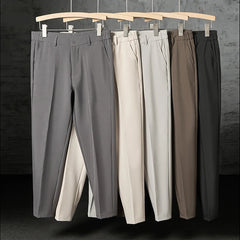 Threebooy New Fashion Male Suit Pants Light Luxury Draped Cropped Button-down Business Casual Pants Premium Slim-fit Elegant Dress Trouser