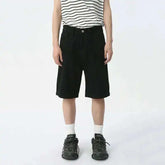 Threebooy Spring Summer New Men's Denim Shorts Solid Color Straight Five Points Fashion Trend Middle Waist Casual Short Pants