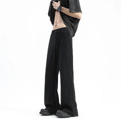 Threebooy American style high street black spring autumn slightly flared trousers for men with high-end hanging casual feel