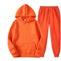 Threebooy Mens Spring Autumn Solid Color Hoodie Set Hooded Sweatshirt + Jogger Pants 2-Piece Sportswear