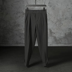 Threebooy New Japanese Retro Velcro Male Suit Pants Light Luxury Straight Draped Business Casual Pants Premium Slim Elegant Ninth Trousers
