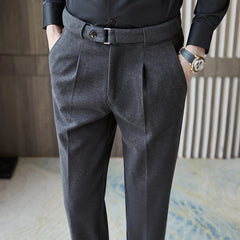 Threebooy Men Solid Color Suit Pants Autumn Slim Fit Dress Pants High Quality Men Formal Business Office Groom Wedding Trousers 28-36