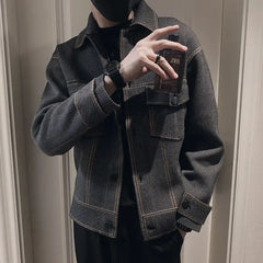 Threebooy High-end Jacket Men New Trendy Brand Lapel Work Jacket Men High-end Street Tops Jackets