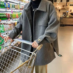 Threebooy Men's Overcoat Jackets Windbreaker Trendy Solid Color Male Coats Cold Cheap Clothes Offer Fast Delvery Harajuku Luxury