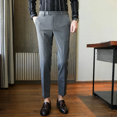 Threebooy British Style Business Formal Wear Suit Pant Men Clothing Simple Slim Fit Casual Office Trousers Straight Pantalones Hombre