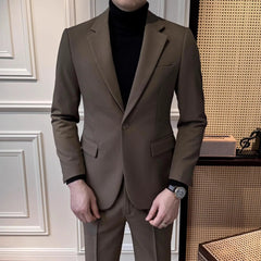 Threebooy Men's New High-End 2 Piece Fashionable Stylish Jacket Casual Business Suit Premium For Wedding Groom