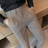 Threebooy British Style Dress Suit Pant Man Plaid Suit Pant Men Designer Gentlemen Business Casual Work Pant Trousers