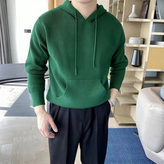 Threebooy New Japanese Leisure Men's Hooded Sweater Trendy Harajuku Preppy Style Long Sleeve Hoodies Autumn Casual Vintage Warmth Knitwear