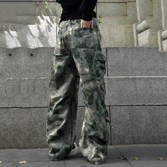 Threebooy Contrast Color Pockets Camouflage Baggy Cargo Pants Men and Women Patchwork Loose Oversized Overalls Ropa Hombre Trousers