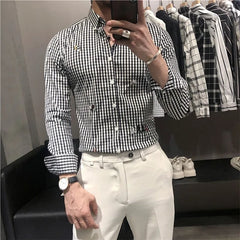 Threebooy Spring Autumn Fashion Style Harajuku Slim Fit Tops Loose Casual All Match Shirt Korean Style Pointed Collar Printed Blusa