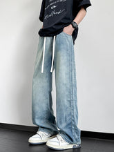 Threebooy Summer Jeans for Men Korean Style Lightweight Lyocell Cotton Straight Denim Pants High Street Y2K Wide Leg Jeans Trousers