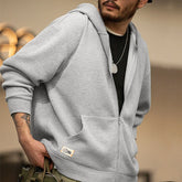 Threebooy Japanese Vintage Gray Waffle Hoodies for Men Brand Essential Hooded Sweatshirts Amekaji Loose Sport Jacket Jogger Pullover