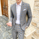 Threebooy (Jackets+Trousers) Brand Clothing Men's Business Groom Wedding DressBlazers/Male Slim Fit Fashion Tuxedo 2 Piece Suits 5XL