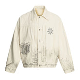 Threebooy Vintage Print Cargo Jackets Mens Streetwear Punk Y2k Canvas Coats Harajuku Loose Casual Hip Hop Washed Jackets Male