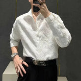 Threebooy Y2K Mens Shirt Jacquard Casual Long Sleeved Shirt Autumn Sports Gym Breathable Moisture Wicking Top Men's Clothing Unisex