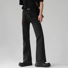 Threebooy Men Comfortable Baggy Commute Jeans Male Fashion Casual Bell Bottom Denim Pants Korean Simple Vintage Straight Denim Trousers
