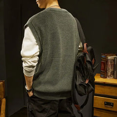 Threebooy Top Quality New Autum Fashion Brand Cardigan Sweater V Neck Knitted Vest Men Solid Trendy Sleeveless Casual Men Clothing