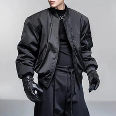 Threebooy American Street Fashion Solid Color Warm Loose Silhouette Cotton Clothing Mens Autumn And Winter New Thick Casual Pilot Jacket