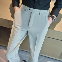 Threebooy Fashion Pants For Men For Suits Fashion Slim Fit Skinny Streetwear Plain Color Office Trousers Youth Suit Pants Wedding 38