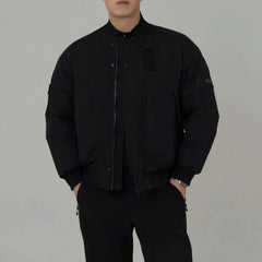 Threebooy Autumn And Winter Fashion Trend Short Stand Collar American Street Loose Casual Trend Baseball Jacket Pilot Cotton Jacket Men