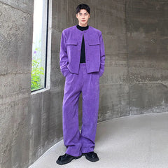 Threebooy Men's Daily Blazer & Wide Leg Pants 2-Piece Set
