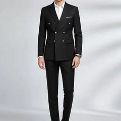 Threebooy Luxury Men's Suits 2 Pieces Double Breasted Classic Style High Quality Fashion For Tuxedos Wedding Groom Business Prom