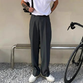 Threebooy Gray Suit Pants Men Fashion Business Society Mens Dress Pants Korean Loose Straight Pants Mens Office Formal Trousers M-2XL