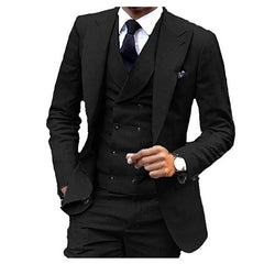 Threebooy Suit 3 Pieces Blazer Vest and Pants Set Fitted Tuxedo for Groomsmen Elegant Party Dresses Retro Style Vest with V-neck
