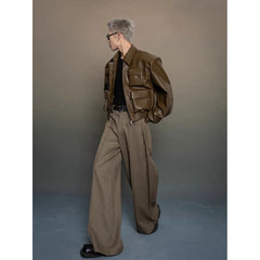 Threebooy Korean version leather jacket men's spring autumn new loose casual versatile jacket top