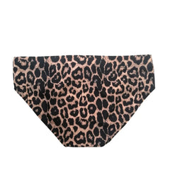 Threebooy Men's Leopard Print Swmwear Sexy Swim Trunk Briefs Low Waist Sports Style Triangle Underwear Quick Dry Bikini Beach Pants Male