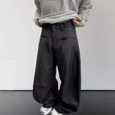 Threebooy Multiple Pockets Curved Knife Man Suit Pants Spring Autumn Metal Zipper Straight Wide Leg Baggy Pants New Y2k Loose Men Trousers